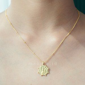18K Gold On 925 Sterling Coin Pendant Necklace